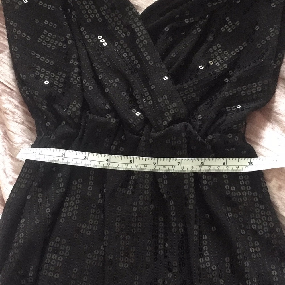 Sequined Deep V Express Dress LBD - Picture 3 of 6